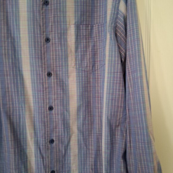 Tommy Bahama Shirt Men Large Purple Stripe Silk Cotton Blend Long Sleeve - Picture 5 of 7